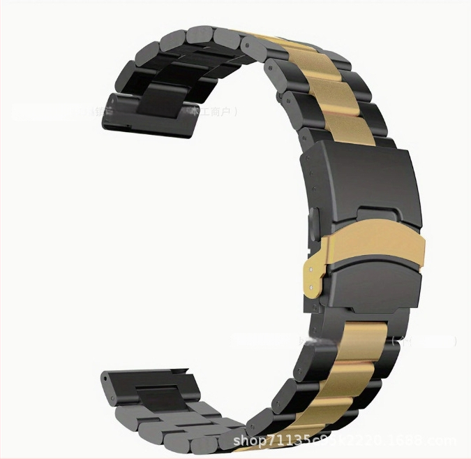 Ремък за часовник от неръждаема стомана за мъже, универсална съвместимост Huawei/Samsung, закопчалка с три зъба, Turtle Back Buckle