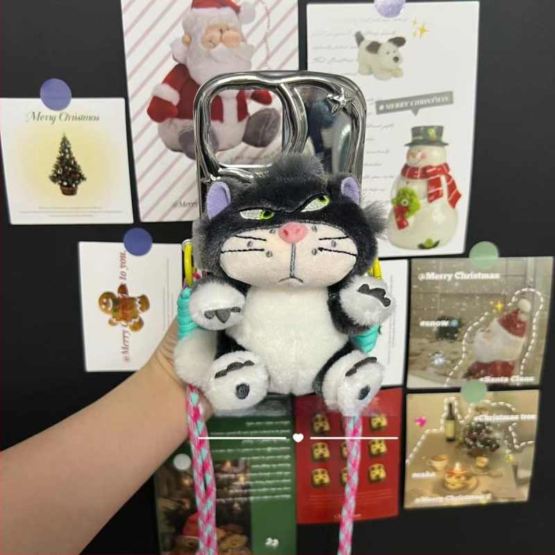 Kućni telefon s plišanim privjeskom Lucifer mačka, crtani stil, aromatičan pliš, s kaišem za vješanje u automobil