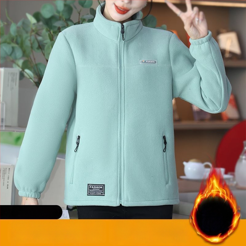 Moteriška fliso striukė su gobtuvu ir stovinčia apykakle, dryžuotas raštas, medvilnės audinys, poliesterio pamušalas