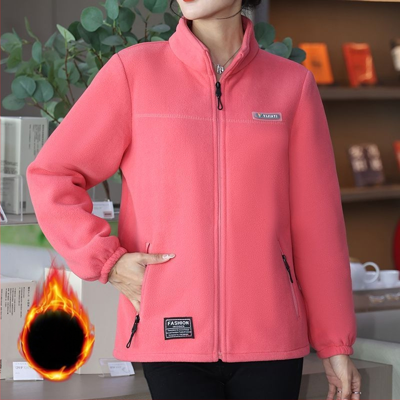 Moteriška fliso striukė su gobtuvu ir stovinčia apykakle, dryžuotas raštas, medvilnės audinys, poliesterio pamušalas