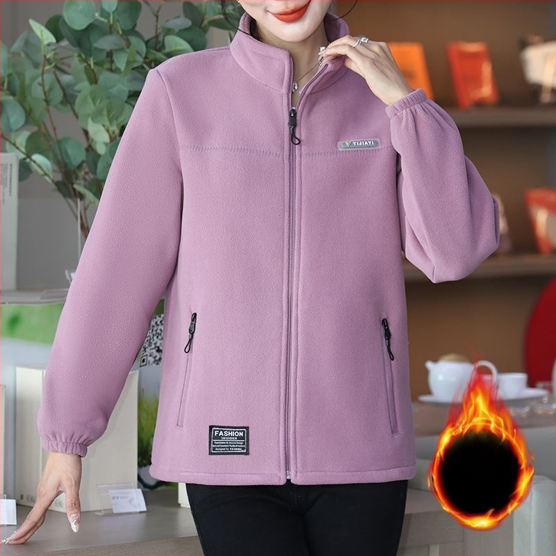 Moteriška fliso striukė su gobtuvu ir stovinčia apykakle, dryžuotas raštas, medvilnės audinys, poliesterio pamušalas