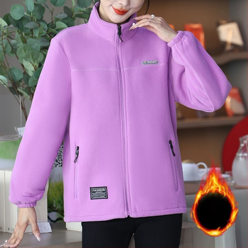 Moteriška fliso striukė su gobtuvu ir stovinčia apykakle, dryžuotas raštas, medvilnės audinys, poliesterio pamušalas