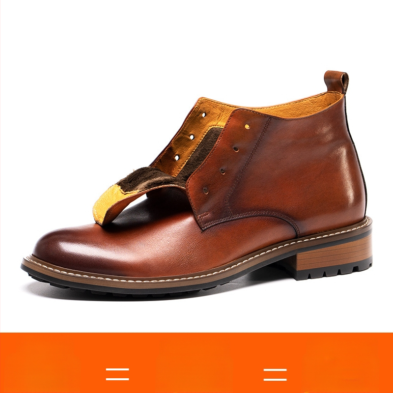 Μαρτίν μποτάκια από γνήσιο δέρμα, στρογγυλή μύτη, χαμηλός σωλήνας, επένδυση από γνήσιο δέρμα