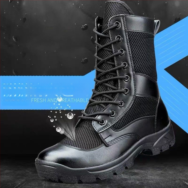 Augstas vīriešu darba zābaki ar rāvējslēdzēju, elpojošs sieta augšdaļa, materiāls: Super fiber, piemērots ārējiem pārgājieniem