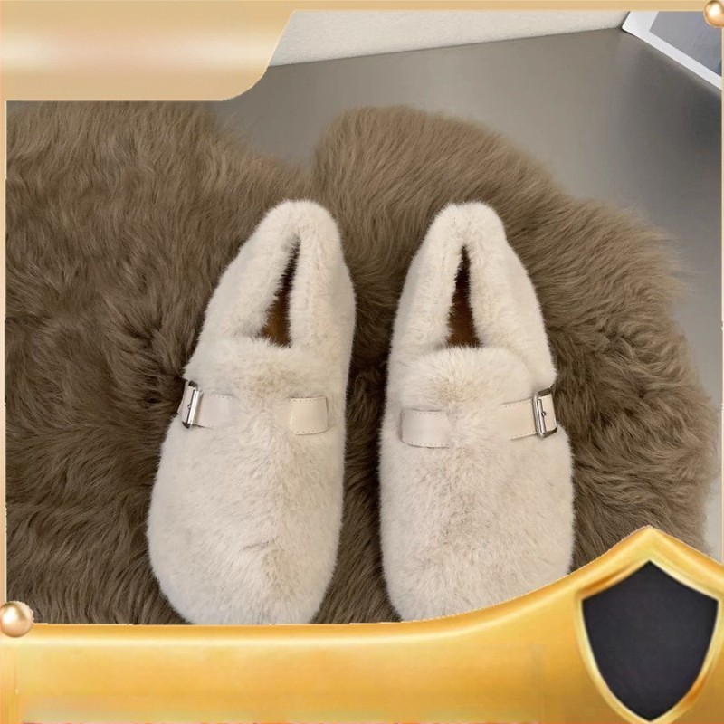 Sievietēm pūkainas slip-on kurpes bez pirkstiem, augšējā daļa no mākslīgā pūļa, gumijas zole, zems kaķa papēdis, animācijas raksts