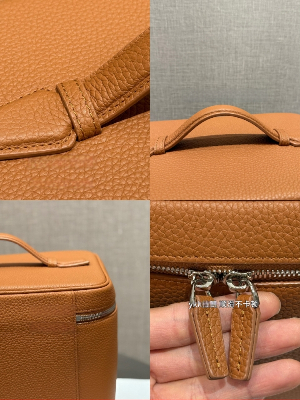 Козметична чанта от кожа от първи слой, портативен несесер за пътуване, стил урбан минимализъм, подплата от плат, едноцветен модел