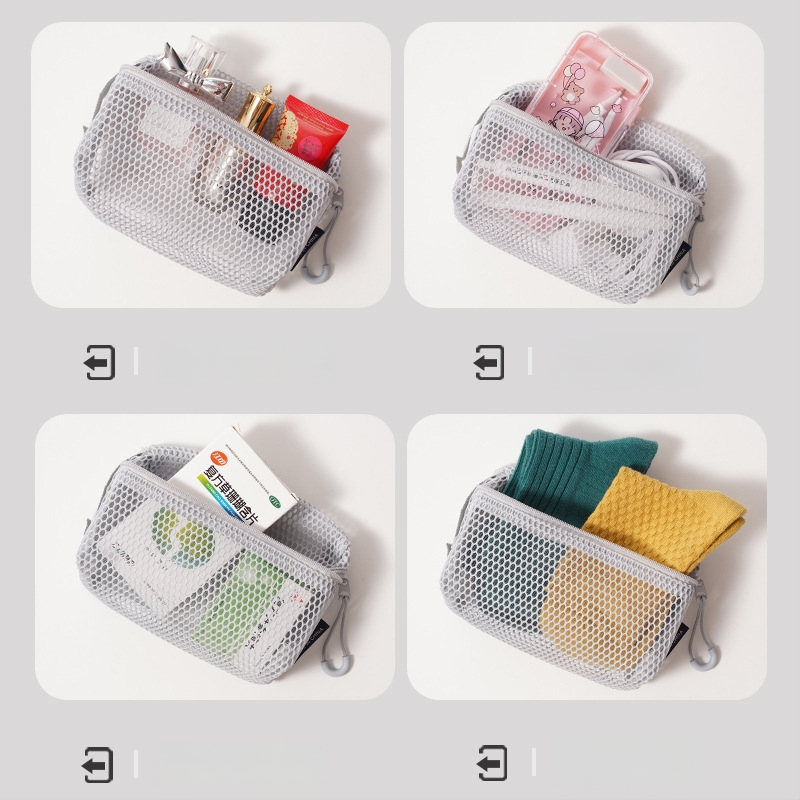 Kosmētikas soma ar trīsdimensionālu režģu dizainu, kubveida forma, poliestera materiāls, portatīva ceļojumiem (Modelis D072)