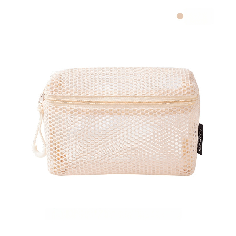 Kosmētikas soma ar trīsdimensionālu režģu dizainu, kubveida forma, poliestera materiāls, portatīva ceļojumiem (Modelis D072)