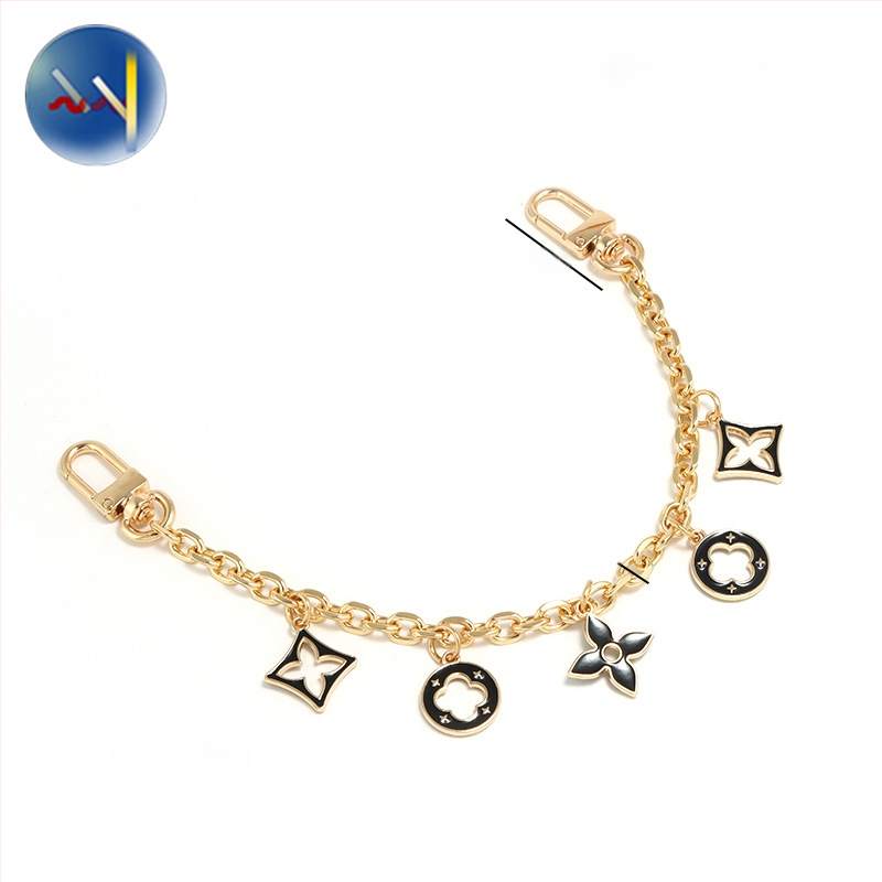 Λουρί τσάντας/ώμου με διακοσμητική επεκτειόμενη αλυσίδα σε τετράφυλλο τριφύλλι, για crossbody, κράμα ψευδαργύρου, επέκταση, αστικός μινιμαλισμός, γεωμετρικό μοτίβο