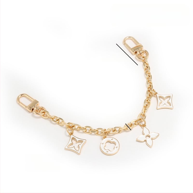 Λουρί τσάντας/ώμου με διακοσμητική επεκτειόμενη αλυσίδα σε τετράφυλλο τριφύλλι, για crossbody, κράμα ψευδαργύρου, επέκταση, αστικός μινιμαλισμός, γεωμετρικό μοτίβο