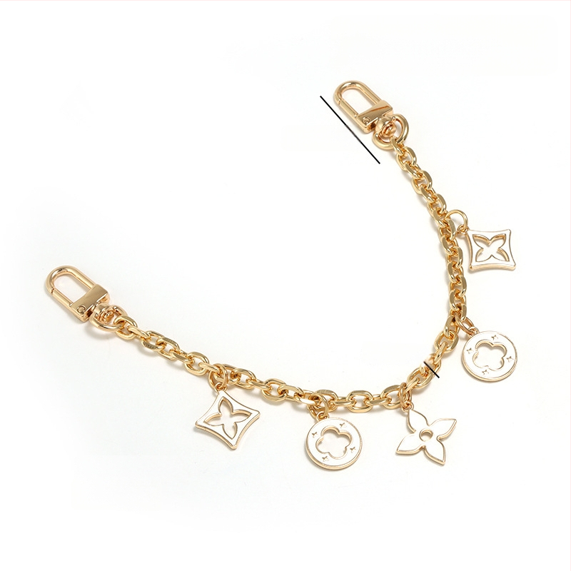 Λουρί τσάντας/ώμου με διακοσμητική επεκτειόμενη αλυσίδα σε τετράφυλλο τριφύλλι, για crossbody, κράμα ψευδαργύρου, επέκταση, αστικός μινιμαλισμός, γεωμετρικό μοτίβο