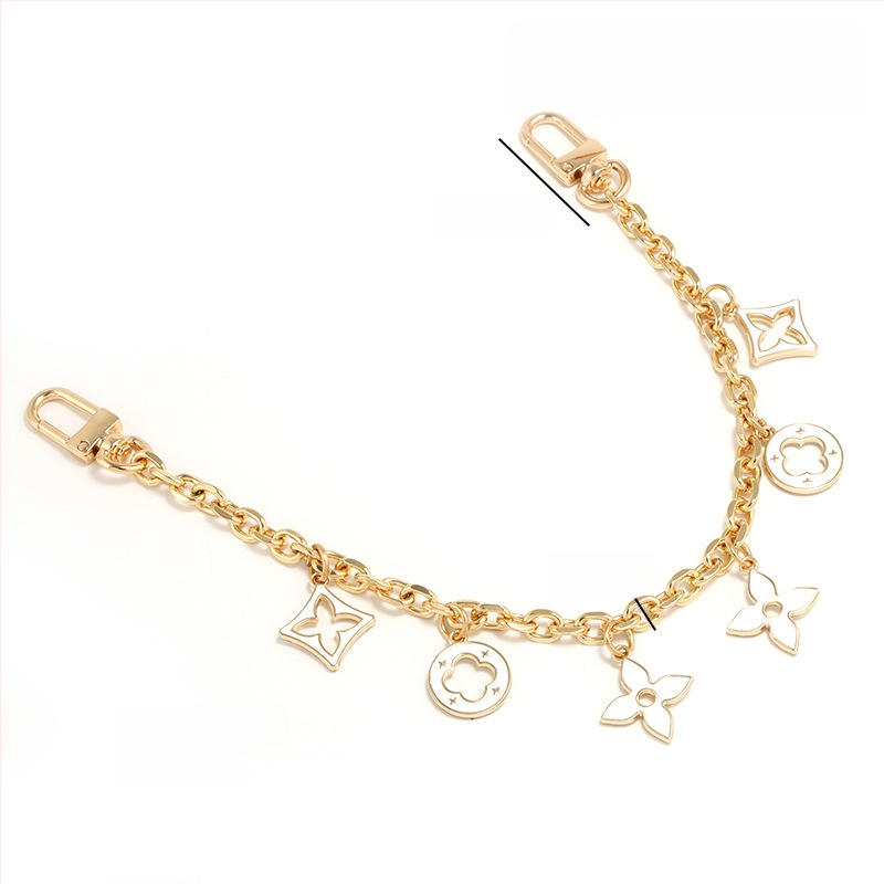 Λουρί τσάντας/ώμου με διακοσμητική επεκτειόμενη αλυσίδα σε τετράφυλλο τριφύλλι, για crossbody, κράμα ψευδαργύρου, επέκταση, αστικός μινιμαλισμός, γεωμετρικό μοτίβο