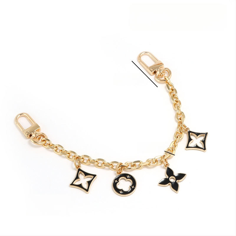 Λουρί τσάντας/ώμου με διακοσμητική επεκτειόμενη αλυσίδα σε τετράφυλλο τριφύλλι, για crossbody, κράμα ψευδαργύρου, επέκταση, αστικός μινιμαλισμός, γεωμετρικό μοτίβο