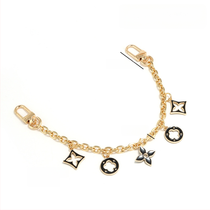 Λουρί τσάντας/ώμου με διακοσμητική επεκτειόμενη αλυσίδα σε τετράφυλλο τριφύλλι, για crossbody, κράμα ψευδαργύρου, επέκταση, αστικός μινιμαλισμός, γεωμετρικό μοτίβο