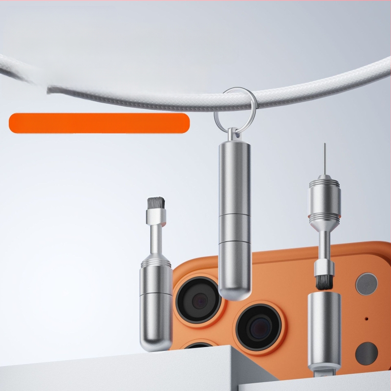 Perie de curățare pentru telefoane cu peri scurți duri, PIN de eliminare SIM, breloc și extractor portabil multifuncțional pentru carduri