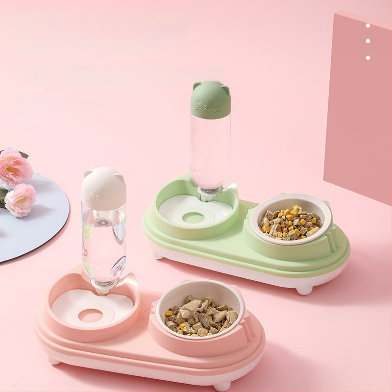 Διπλό μπολ με κεφαλή γάτας για γάτες με αυτόματο ποτιστικό (Υλικό: Πλαστικό; Μάρκα: Jiayou; Αριθμός προϊόντος: 001; Κατάλληλο για γάτες; Αυτόματη σίτιση: Ναι)