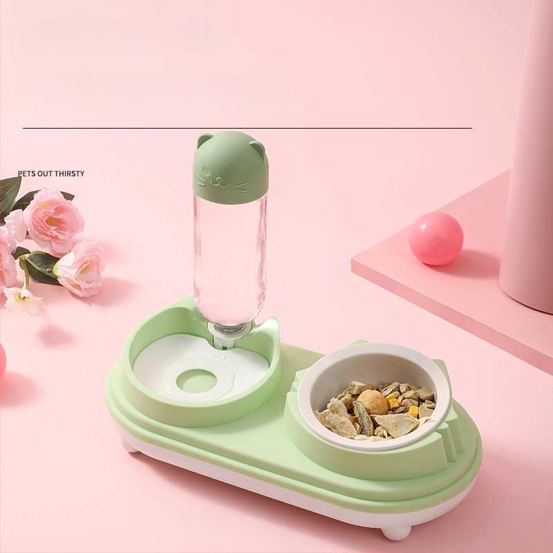 Διπλό μπολ με κεφαλή γάτας για γάτες με αυτόματο ποτιστικό (Υλικό: Πλαστικό; Μάρκα: Jiayou; Αριθμός προϊόντος: 001; Κατάλληλο για γάτες; Αυτόματη σίτιση: Ναι)