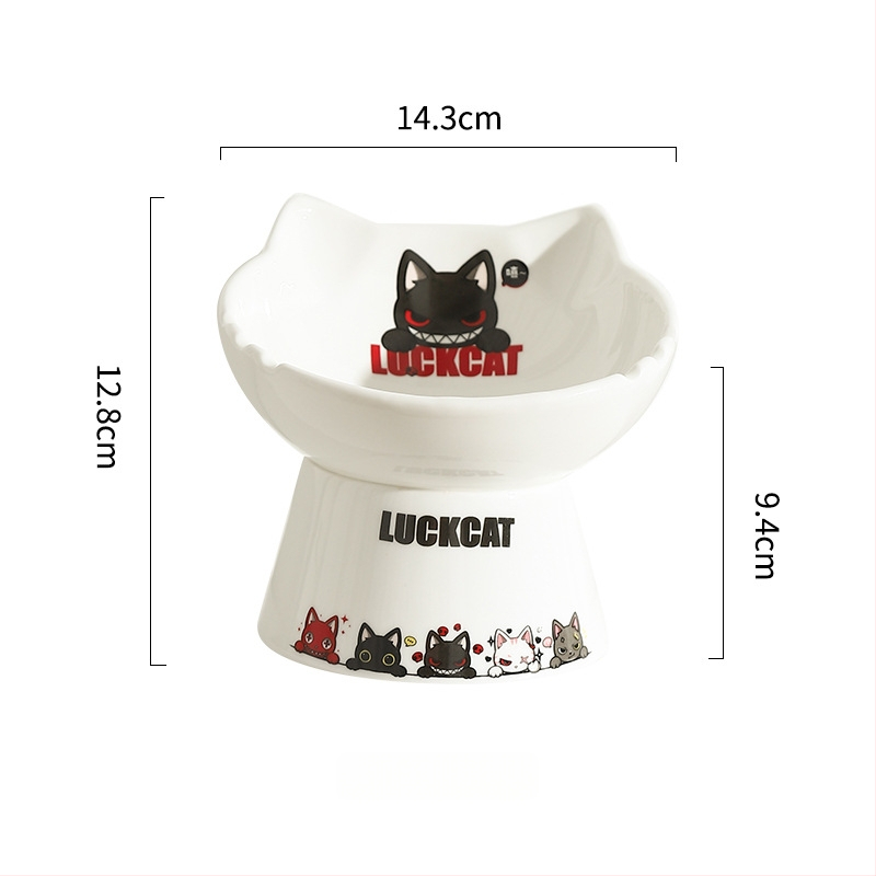 Κεραμικό μπολ για γάτες με κεκλιμένο άκρο, αντιανατροπή — μάρκα Cute