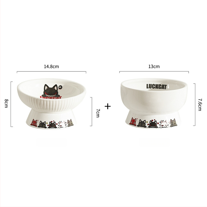 Κεραμικό μπολ για γάτες με κεκλιμένο άκρο, αντιανατροπή — μάρκα Cute