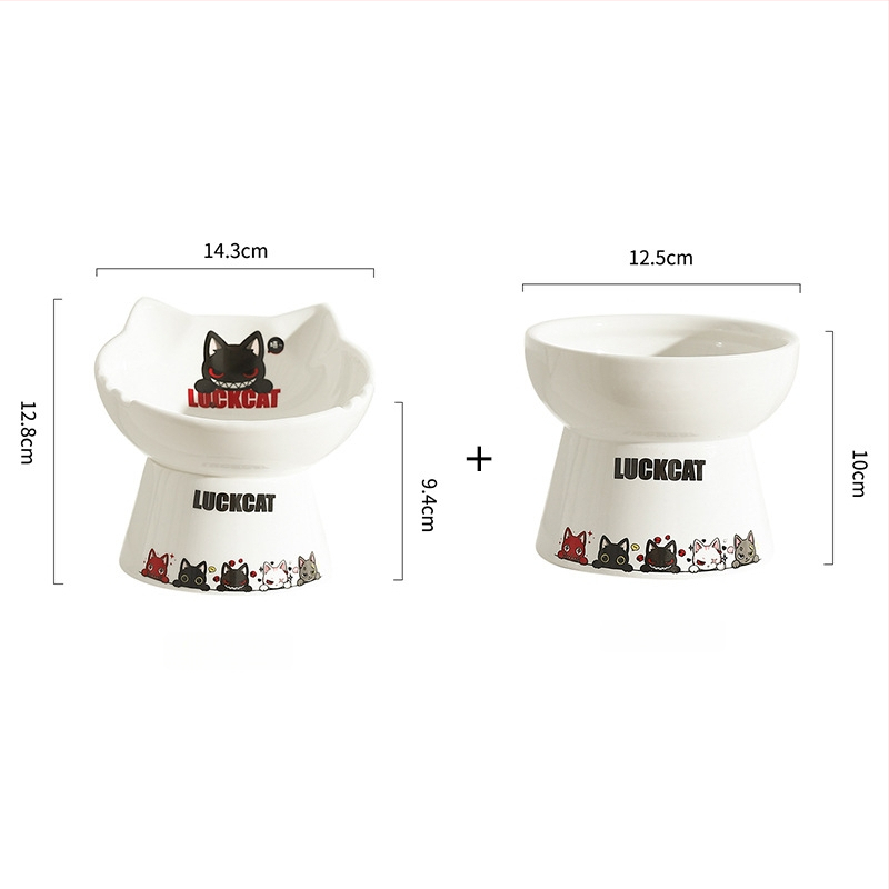 Κεραμικό μπολ για γάτες με κεκλιμένο άκρο, αντιανατροπή — μάρκα Cute