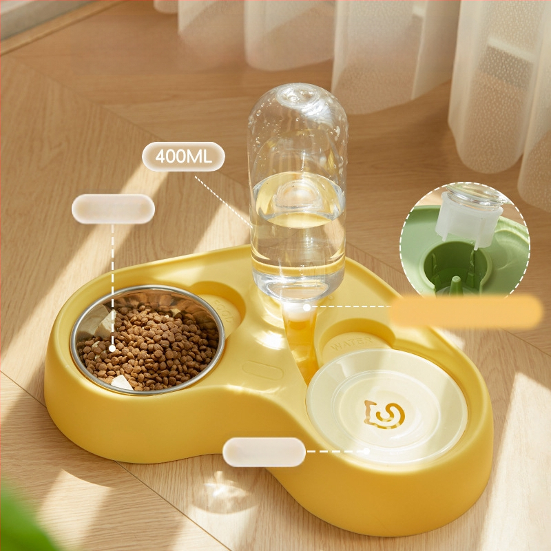 Αυτόματη ταΐστρα για γάτες με ενσωματωμένο μπολ νερού και φαγητού, όλα σε ένα, με αυτόματη τροφοδοσία· υλικό PP και ανοξείδωτος χάλυνας.