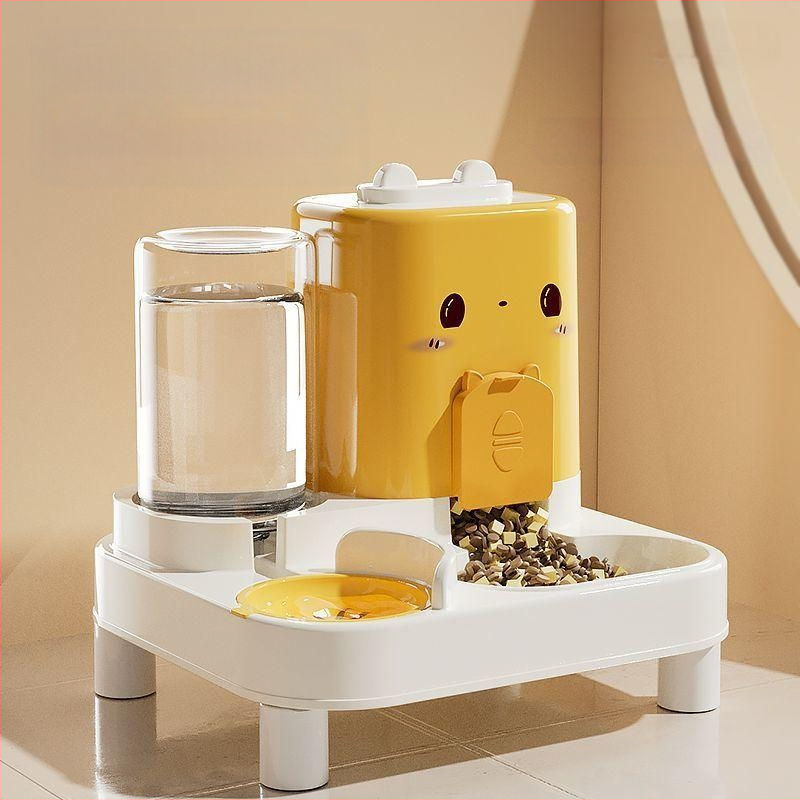 Μπολ γάτας με αυτόματη ταΐστρα και δοχείο νερού — πλαστικό, διπλής λειτουργίας μπολ για γάτες