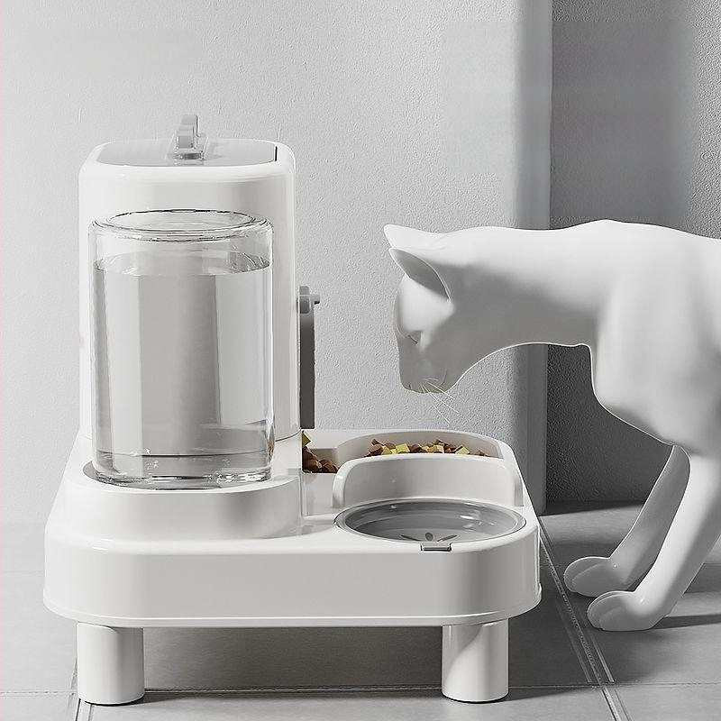 Μπολ γάτας με αυτόματη ταΐστρα και δοχείο νερού — πλαστικό, διπλής λειτουργίας μπολ για γάτες