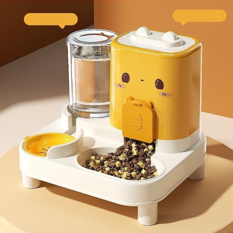 Μπολ γάτας με αυτόματη ταΐστρα και δοχείο νερού — πλαστικό, διπλής λειτουργίας μπολ για γάτες
