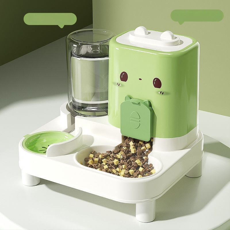 Μπολ γάτας με αυτόματη ταΐστρα και δοχείο νερού — πλαστικό, διπλής λειτουργίας μπολ για γάτες