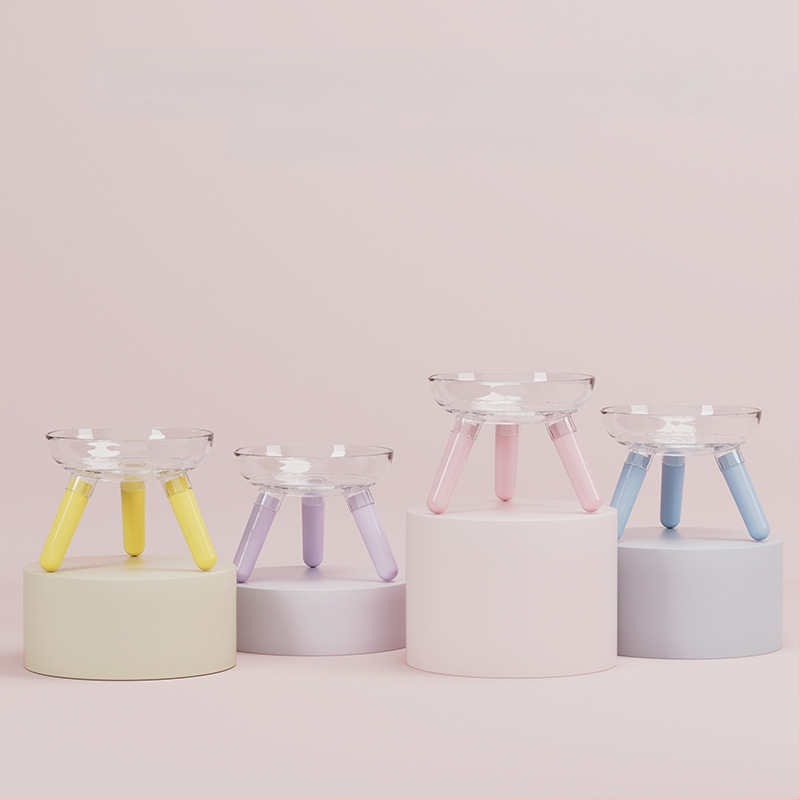 Μπολ φαγητού και ποτίσματος για γάτες και σκύλους, διαφανές γυάλινο μπολ, αυτόματη σίτιση, κατασκευή από πλαστικό και γυαλί