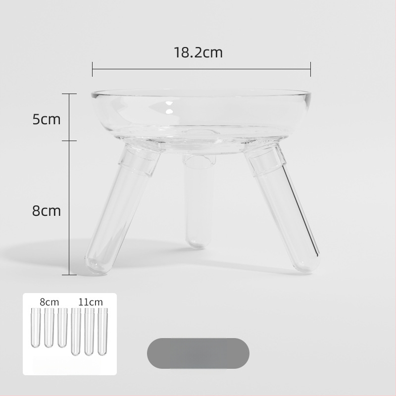 Μπολ φαγητού και ποτίσματος για γάτες και σκύλους, διαφανές γυάλινο μπολ, αυτόματη σίτιση, κατασκευή από πλαστικό και γυαλί