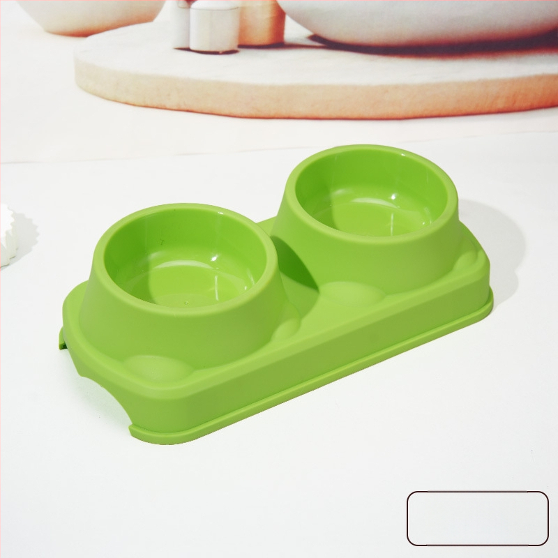 Πλαστικό μπολ φαγητού κατοικίδίων, για γάτες και σκύλους, διπλό μπολ με ενσωματωμένο σχέδιο, αντιολισθητικό, αντιανατροπή