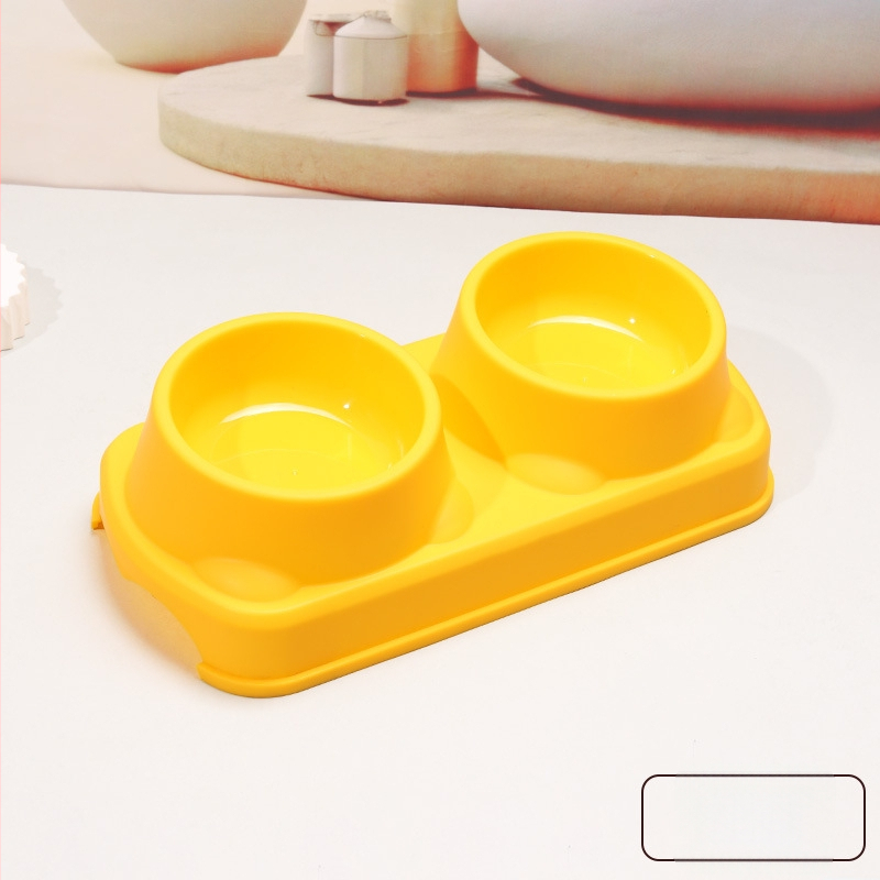 Πλαστικό μπολ φαγητού κατοικίδίων, για γάτες και σκύλους, διπλό μπολ με ενσωματωμένο σχέδιο, αντιολισθητικό, αντιανατροπή