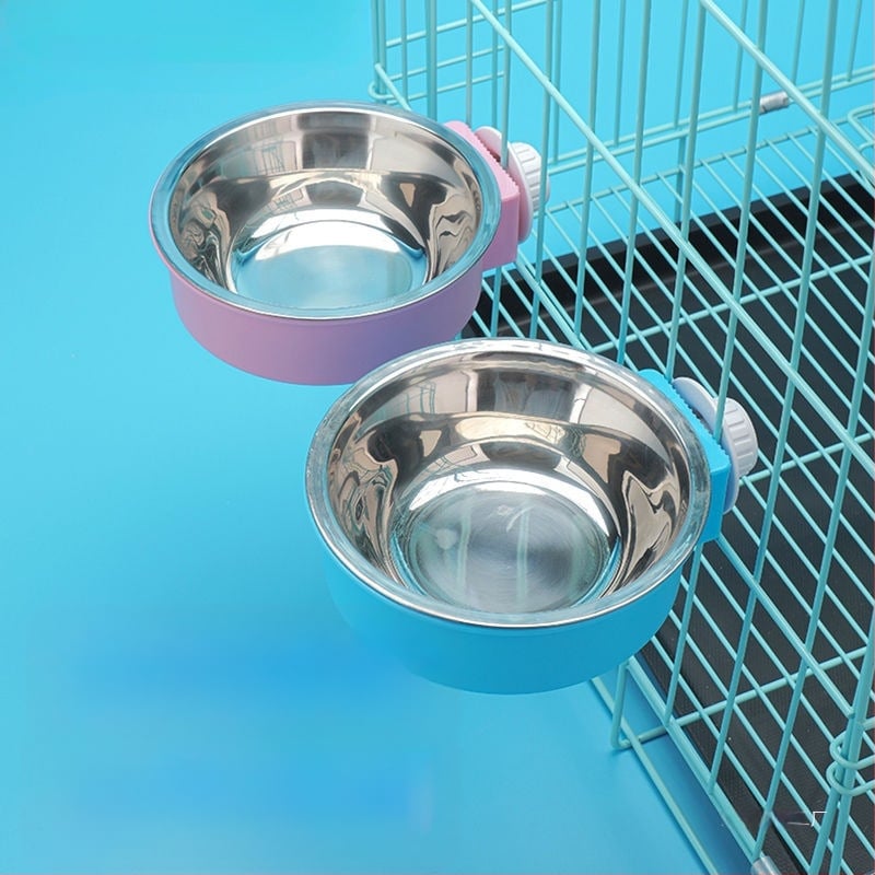 Μπολ φαγητού και ποτού για γάτες από ανοξείδωτο ατσάλι με κρεμάμενο σχεδιασμό