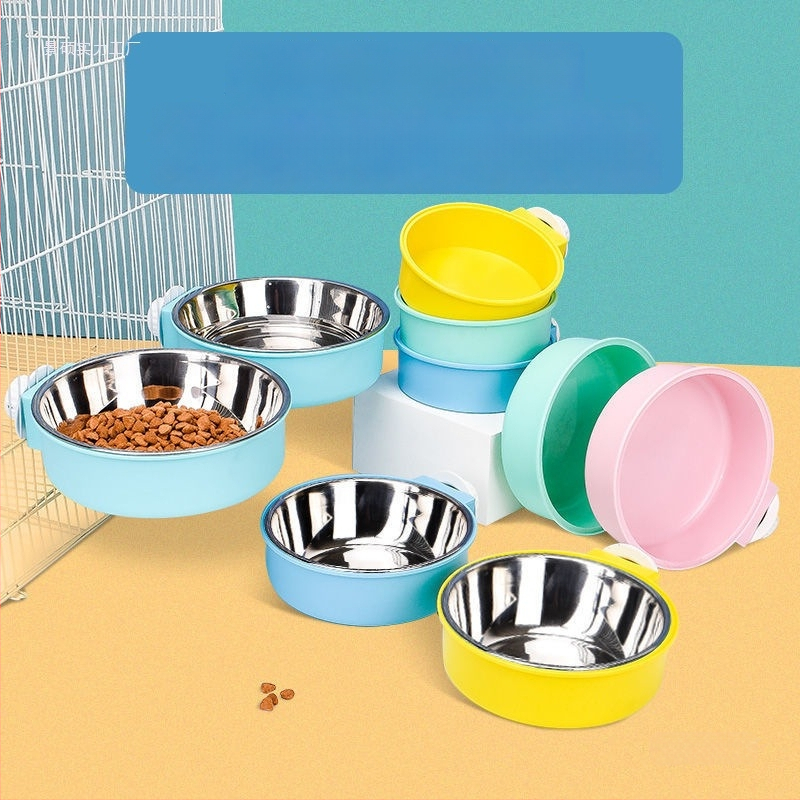 Μπολ φαγητού και ποτού για γάτες από ανοξείδωτο ατσάλι με κρεμάμενο σχεδιασμό