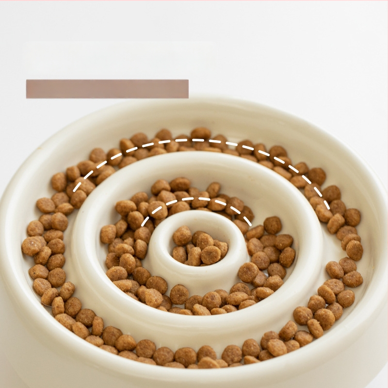 Κύπελλο γάτας για αργή σίτιση με στήριξη αυχένα και αντι-πνιγμό, ξύλινο, Xingmi Ceramic