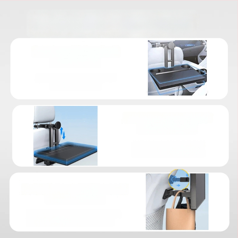 Waytogrow Automobilinis stalėlis – ABS, neslidus, sulankstomas stalas su pasukamu daugiakryptiniu funkcionalumu, Sieninis tvirtinimas, Universalus suderinamumas