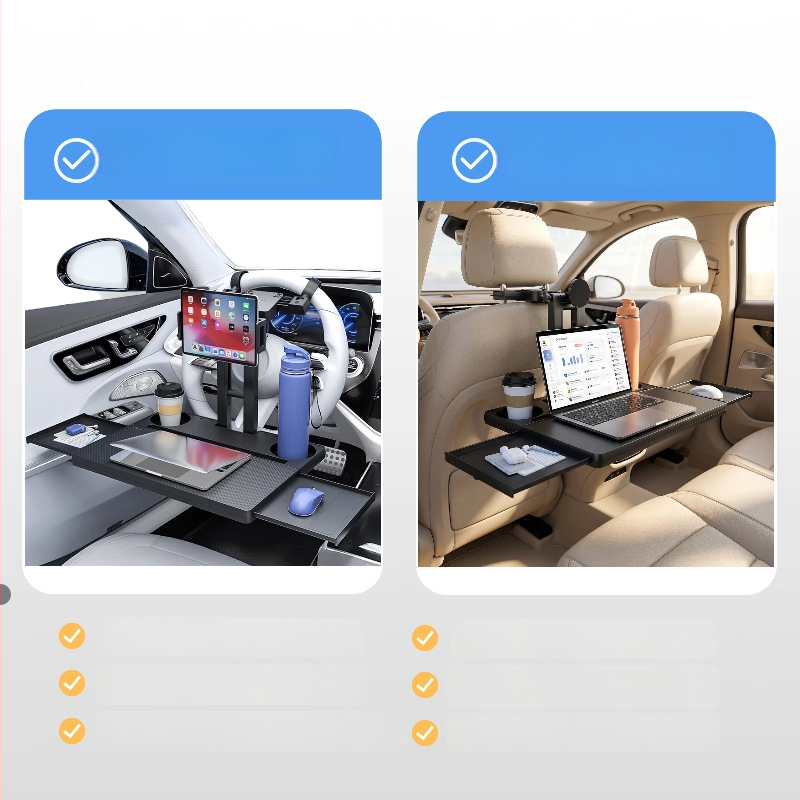 Waytogrow Automobilinis stalėlis – ABS, neslidus, sulankstomas stalas su pasukamu daugiakryptiniu funkcionalumu, Sieninis tvirtinimas, Universalus suderinamumas