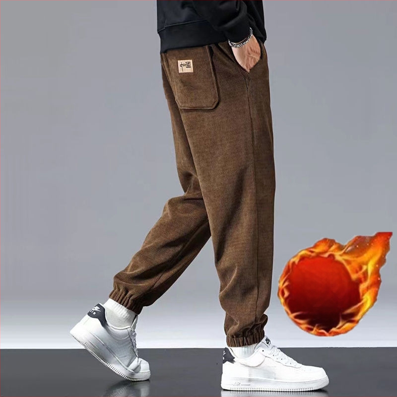 Meeste püksid paksu fliisi voodriga ja velvet Cupro kiududest, sirge lõige, pikkus 9/10, mikroelastsus