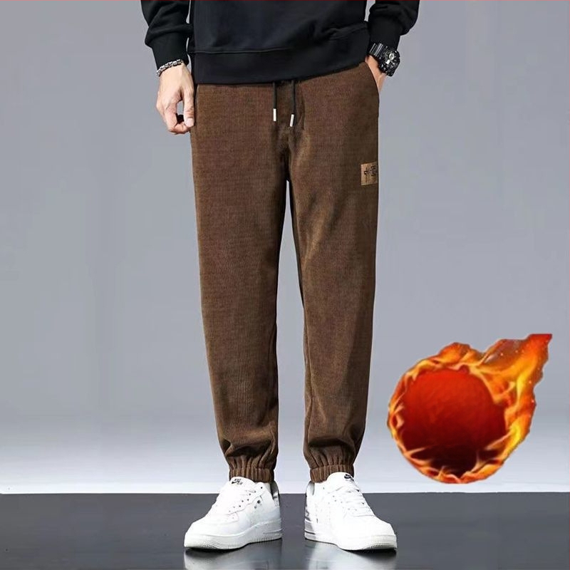 Meeste püksid paksu fliisi voodriga ja velvet Cupro kiududest, sirge lõige, pikkus 9/10, mikroelastsus