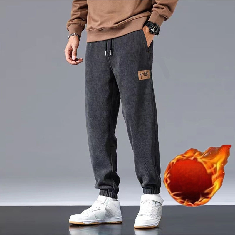 Meeste püksid paksu fliisi voodriga ja velvet Cupro kiududest, sirge lõige, pikkus 9/10, mikroelastsus