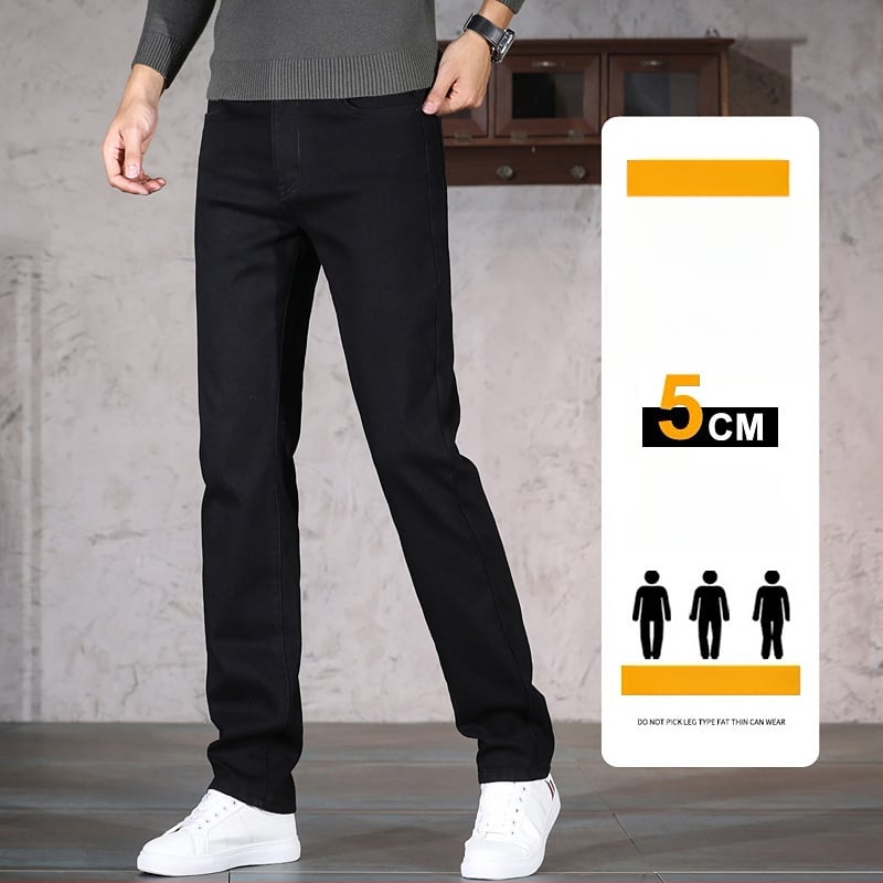 Ανδρικά τζιν από ντένιμ – επένδυση φλίς, μεσαίας μέσης, ίσια γραμμή, μικροελαστικότητα, φθινόπωρο 2025