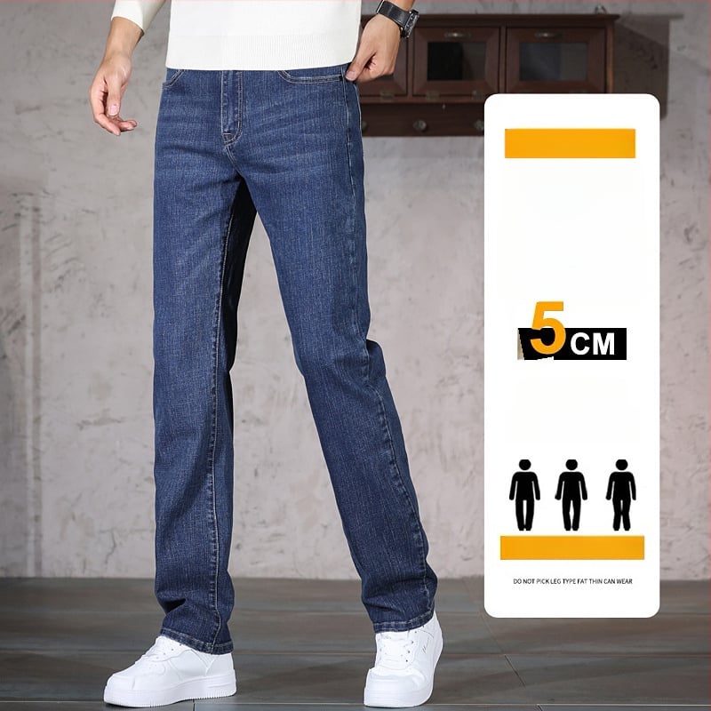 Ανδρικά τζιν από ντένιμ – επένδυση φλίς, μεσαίας μέσης, ίσια γραμμή, μικροελαστικότητα, φθινόπωρο 2025