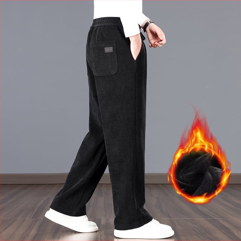 Meeste laiad püksid sügistalveks, chenillekangas, vööga, Hongkongi stiil