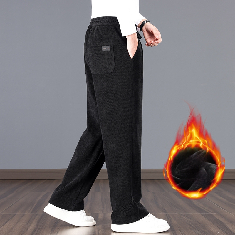 Meeste laiad püksid sügistalveks, chenillekangas, vööga, Hongkongi stiil