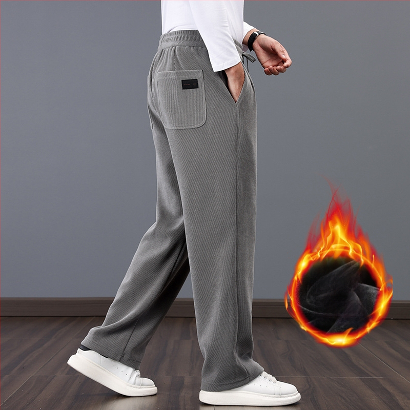 Meeste laiad püksid sügistalveks, chenillekangas, vööga, Hongkongi stiil