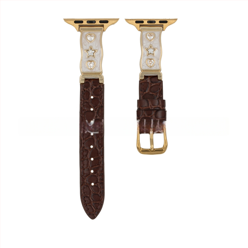 Naturaalse naha Apple Watch rihm, brändita, moekas stiil, ühildu Apple Watch Series 5–11 ja SE