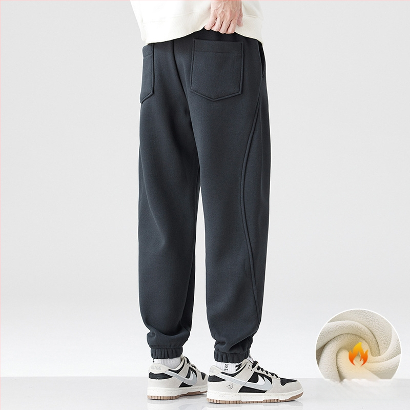 Meeste sportpüksid sirge lõikega, keskmine vöökoht, mikroelastsus, paks materjal