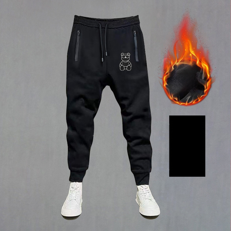 Vīriešu sporta komplekts no kokvilnas maisījuma ar flīsa oderi, pulovers un garās bikses, rudens-ziemas sezonai