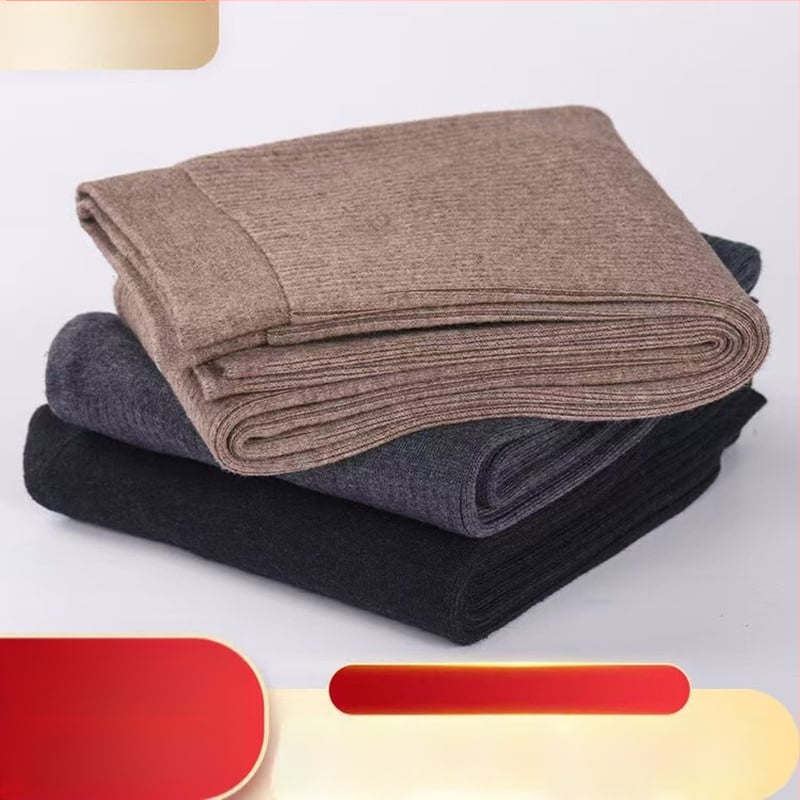 Unisex vunene hlače, visokoga pojasa, uski kroj, pletene prugaste, dvostruki sloj, srednja debljina, tople